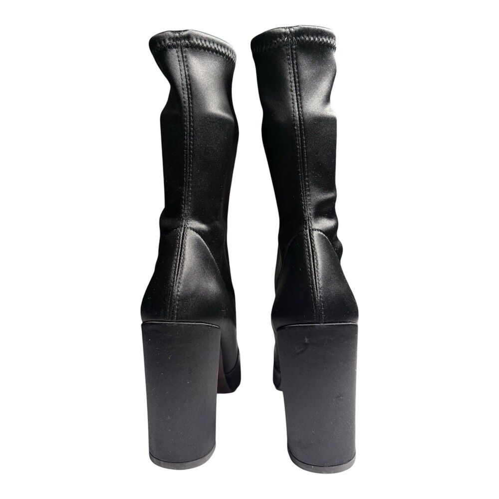 Stuart Weitzman Satin Ankle Boots Size 9M Black Pointed Toe Stretch Stiletto Y2K - Picture 5 of 14